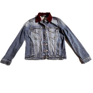 Jordache Vintage Velvet Collar Denim Jacket Women’s Size XS